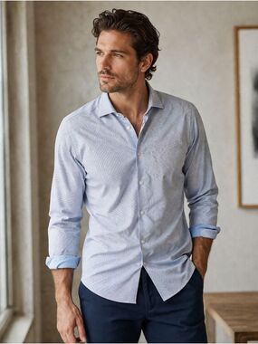C-Lab 4 Way Stretch Slim Fit Shirt Size M 15.5" 33-34" Blue NWT